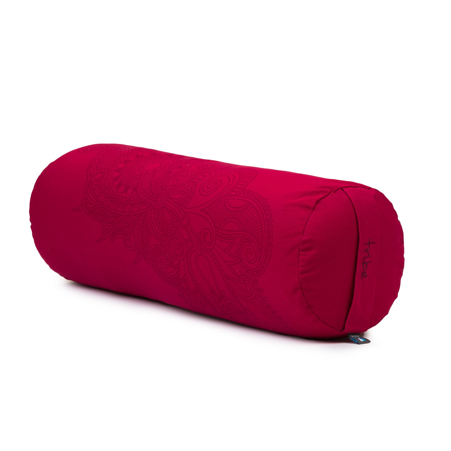 Round Bolster - Organic Cotton Cover Henna Print Design - Vivacious - 45 degrees angle | TRIBE Yoga