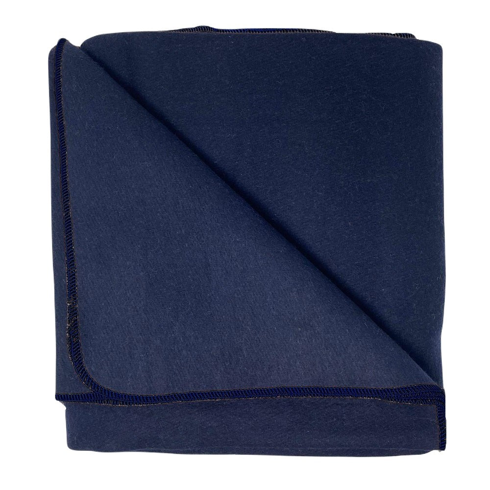 ReGen Wool Blanket - Navy - Folded square with corner turned over | TRIBE Yoga