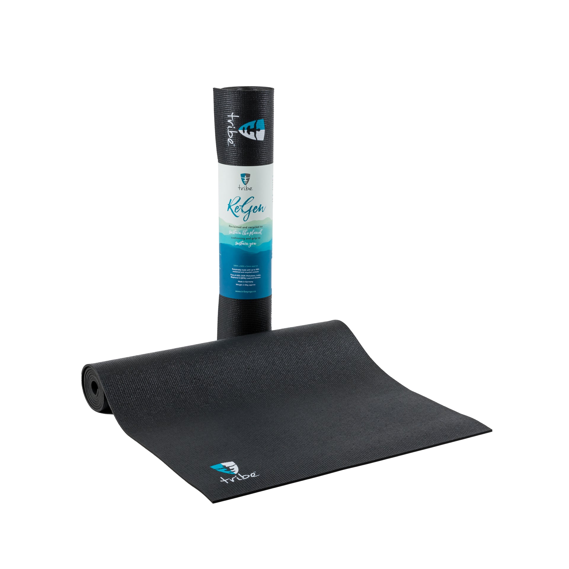 ReGen 5mm Yoga Mats - Cosmos - rolled vertical & partially unfurled | TRIBE Yoga