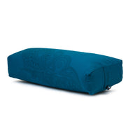 Rectangular Bolster - Organic Cotton Cover Henna Print Design - Ocean Depths - 45 degrees angle | TRIBE Yoga