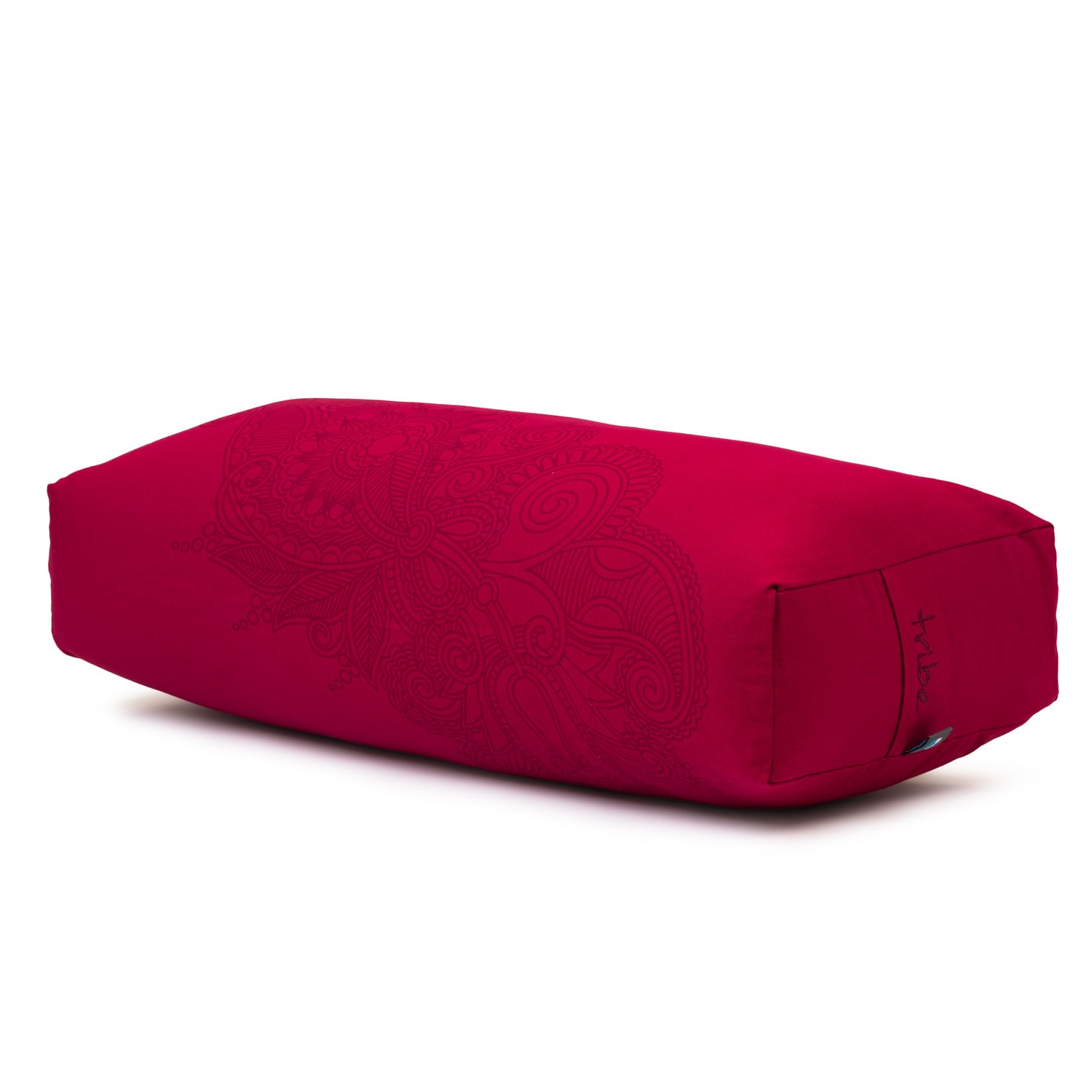 Rectangular Bolster - Organic Cotton Cover Henna Print Design - Vivacious - 45 degrees angle | TRIBE Yoga