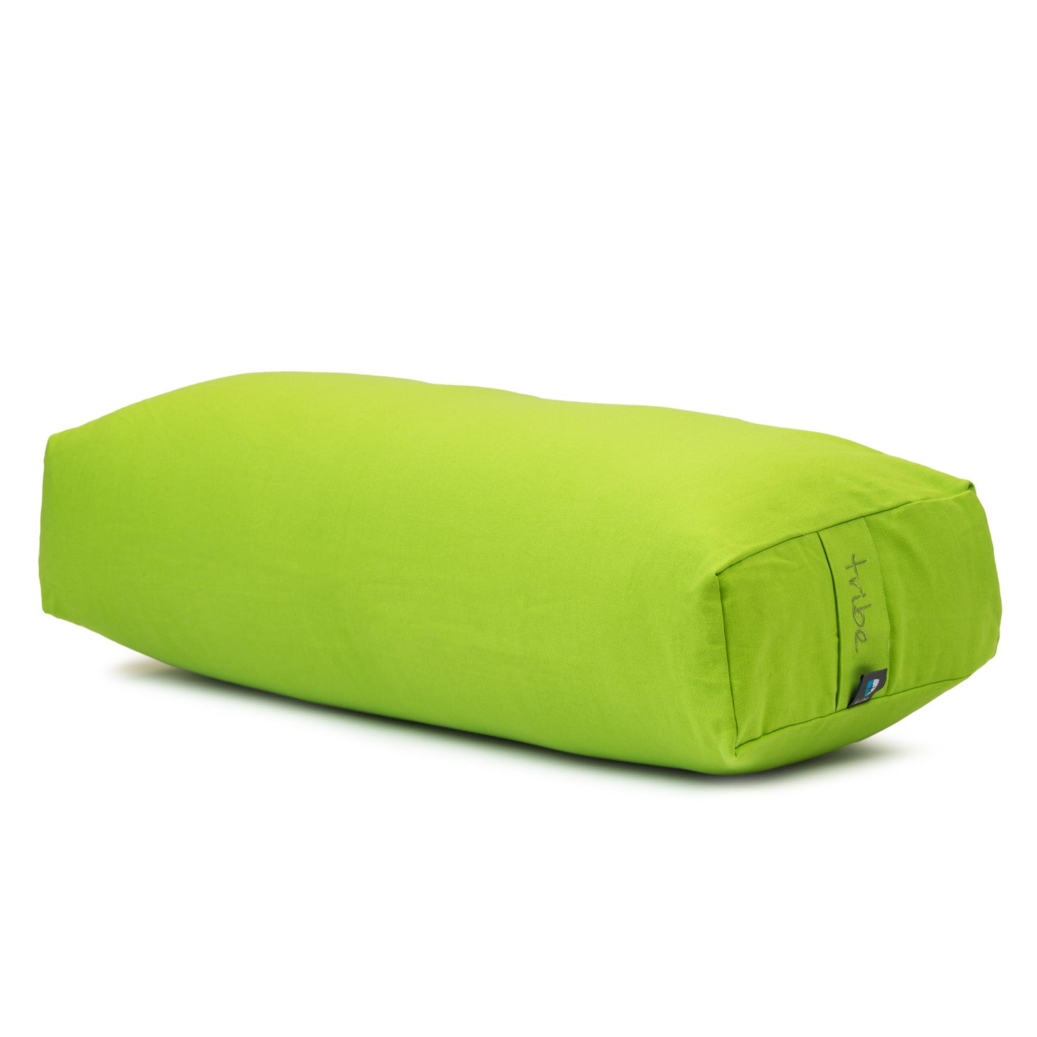 Rectangular Bolster - Organic Cotton Cover - Lime - 45 degrees angle | TRIBE Yoga