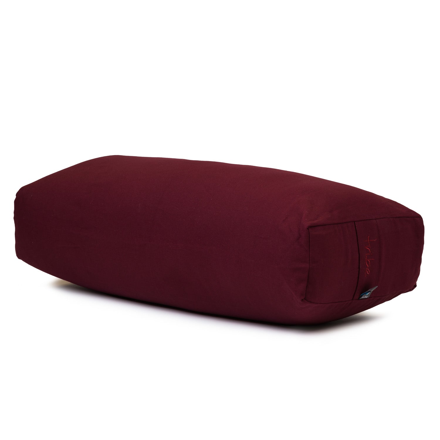 Rectangular Bolster - Organic Cotton Cover - Maroon - 45 degrees angle | TRIBE Yoga