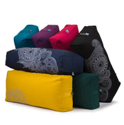 Rectangular Bolsters - Organic Cotton Cover Henna Print Design - group shot of all colours | TRIBE Yoga