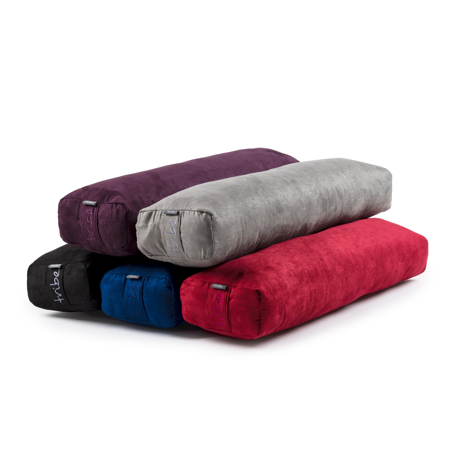 Rectangular Lean Bolster - group shot of all colours | TRIBE Yoga
