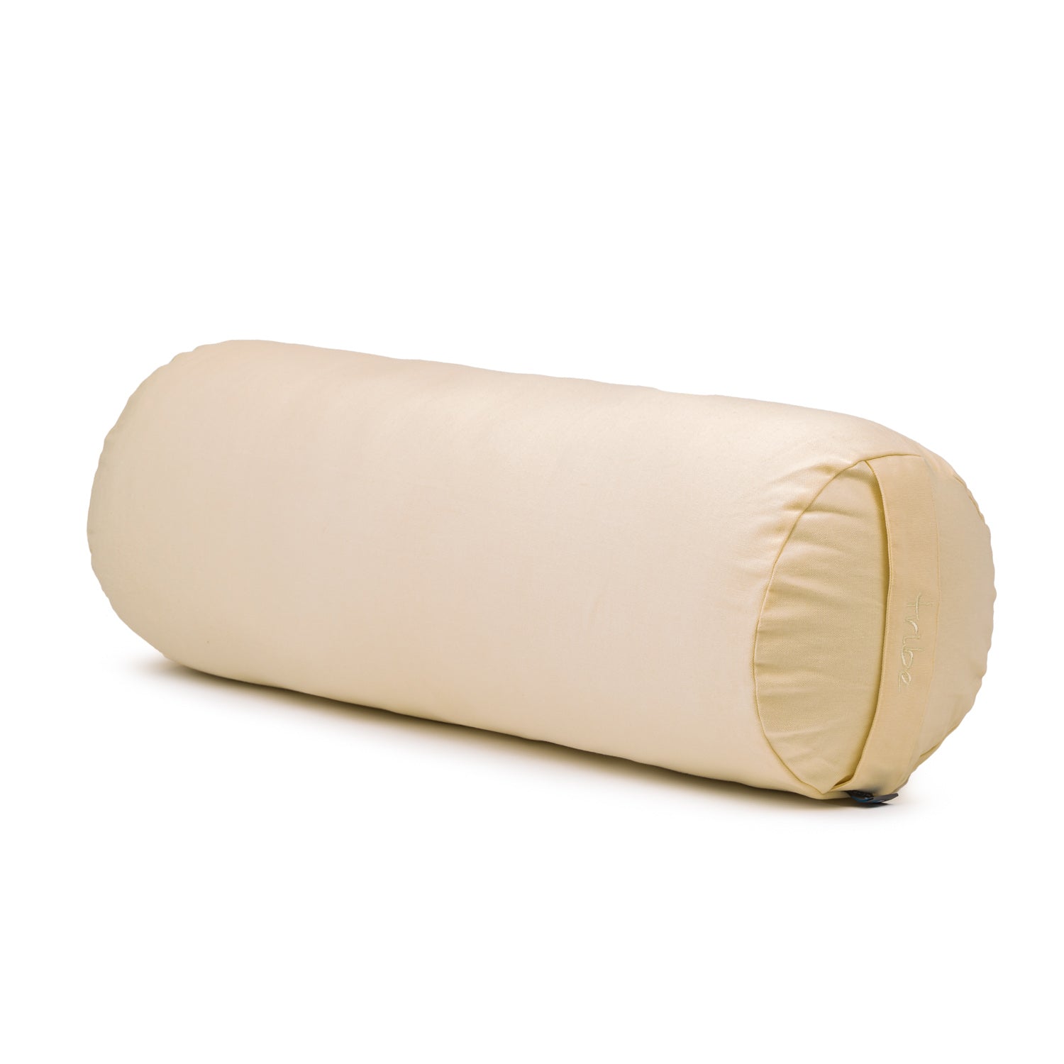 Round Bolster - Organic Cotton Cover - Transparent Yellow - 45 degrees angle | TRIBE Yoga