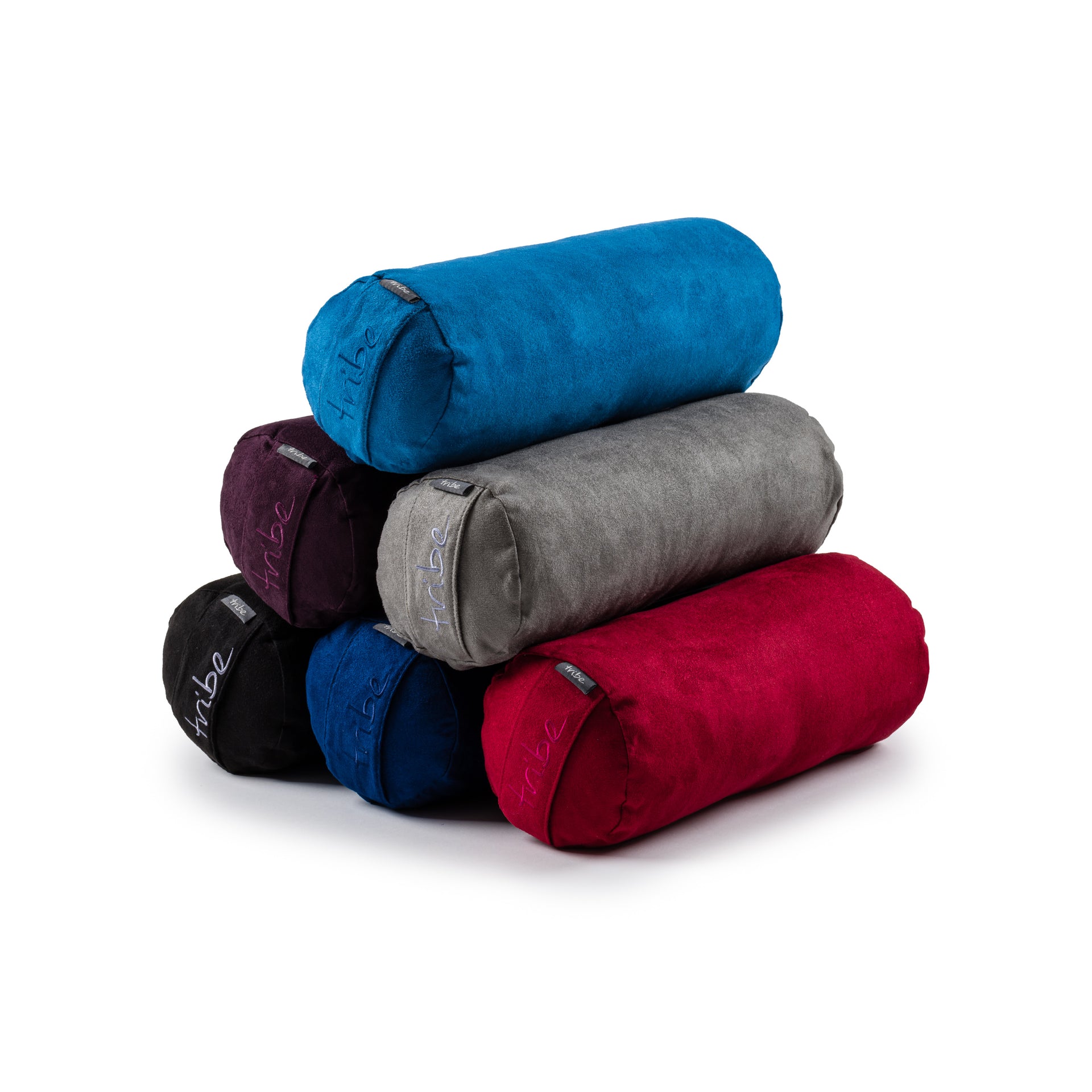 Round Mini Bolsters - pyramid group shot of six colours | TRIBE Yoga