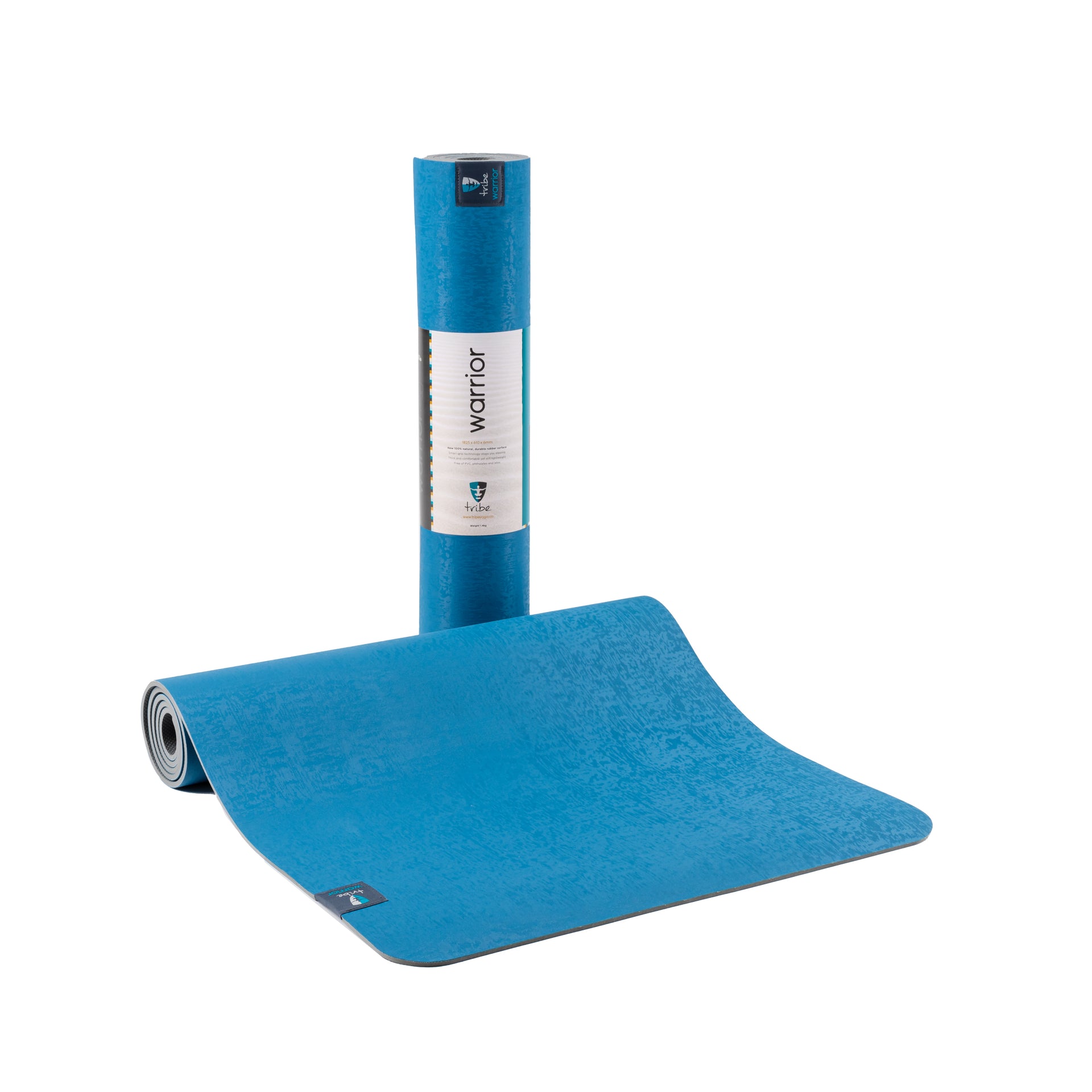 Warrior 6mm Yoga Mats - Ocean - rolled vertical & partially unfurled | TRIBE Yoga