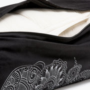 Round Bolster - Organic Cotton Cover Henna Print Design - Cosmos - outer cover unzipped showing inner cover | TRIBE Yoga
