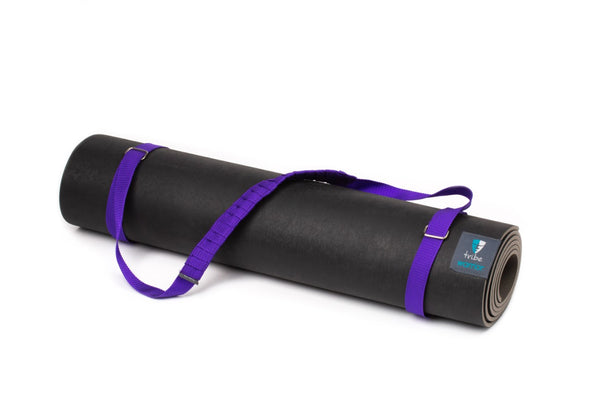 Carry Me Mat Sling - Purple - attached to a Warrior yoga mat | TRIBE Yoga