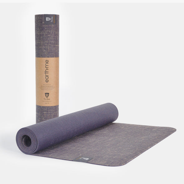 Earth.Me 4mm Long Yoga Mat - Amethyst - rolled and partially unrolled | TRIBE Yoga