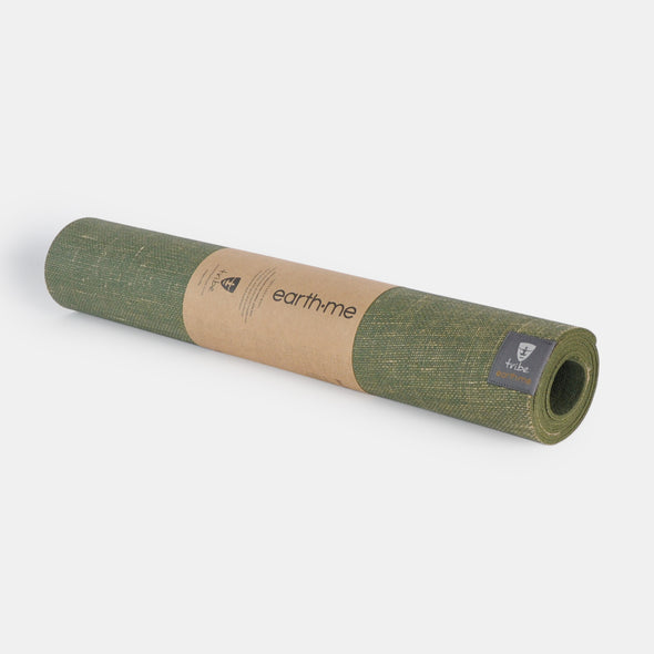 Earth.Me 4mm Long Yoga Mat - Olive - horizontally rolled | TRIBE Yoga