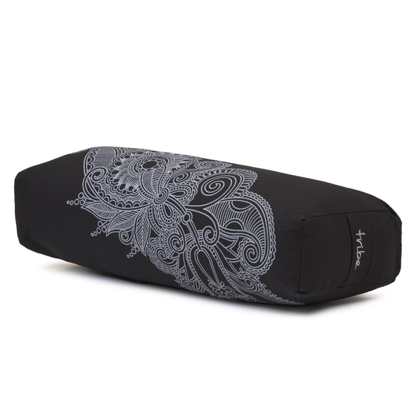 Rectangular Bolster - Organic Cotton Cover Henna Print Design - Cosmos - 45 degrees angle | TRIBE Yoga