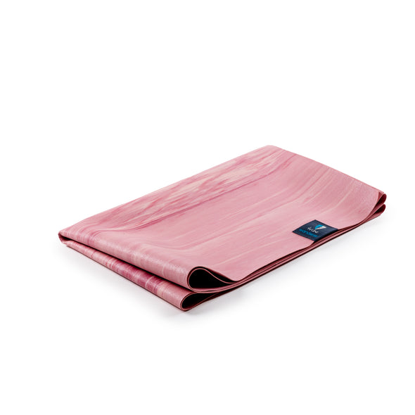 Wanderer Travel Yoga Mat - Pink Marbled - folded | TRIBE Yoga