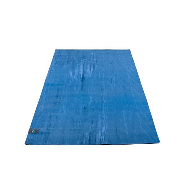 Wanderer Travel Yoga Mat - Blue Marbled - lying flat | TRIBE Yoga