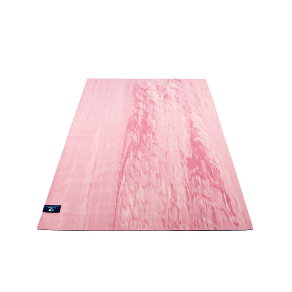 Wanderer Travel Yoga Mat - Pink Marbled - lying flat | TRIBE Yoga